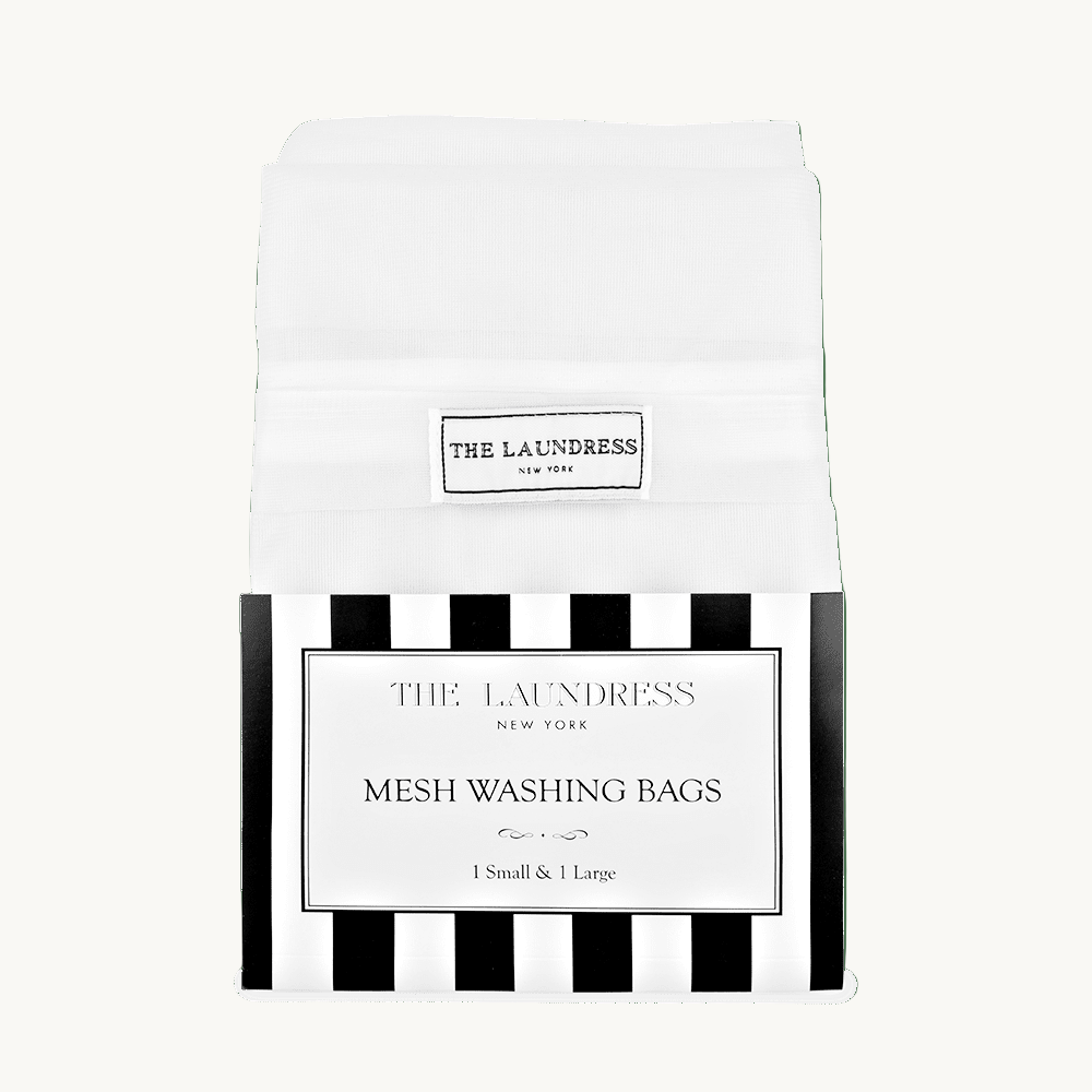 The Laundress Mesh Washing Bags used to protect wool, delicates, and embellished items during machine washing and drying.